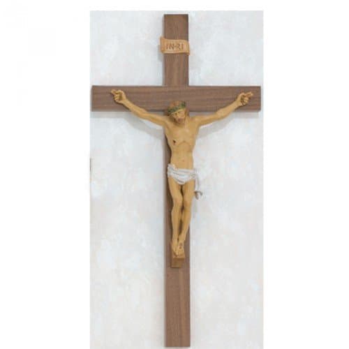 24" Walnut with Italian Corpus Crucifix Wall Cross. Perfect for Wedding Gifts, Confirmation, New Home, Rcia.
