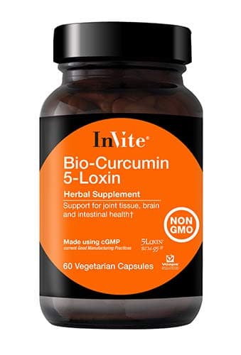 Invite Health Bio-Curcumin 5-Loxin, Support for Joint Tissue, Brain, and intestinal Health, 60 Vegetarian Capsules (Pack of 3)