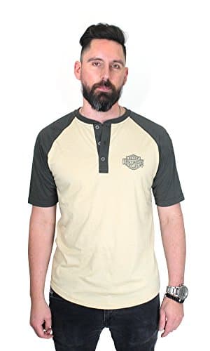 Barnett Harley-Davidson Harley-Davidson Mens Skilled Wrenches B&S Tan Short Sleeve Henley (X-Large)