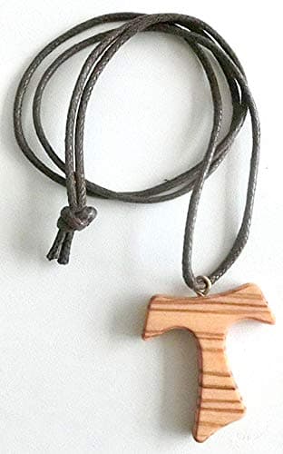 GTBITALY 10.444.90 LAC Necklace Cross 4 cm Saint Francis Assisi Olive Wood Peace Communion