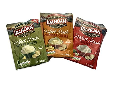 Idahoan Perfect Mash Cheddar Cheese Flavour , Buttery Flavour, Butter & Herbs Flavour , 3 Pack Bundle