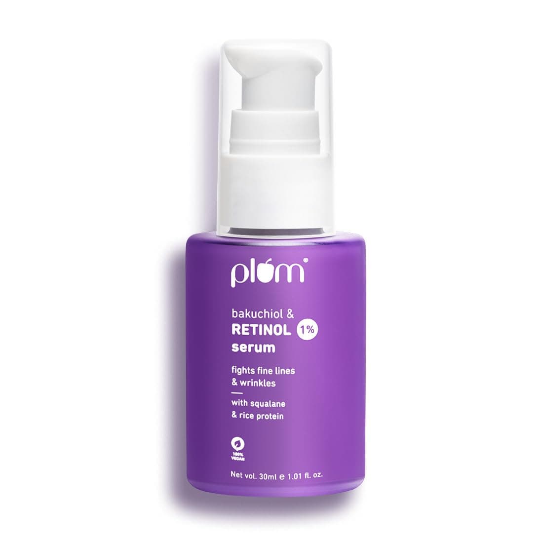 Plum 1% Retinol Face Serum with Bakuchiol | Reduces Fine Lines & Wrinkles | Promotes Cell Turnover for Youthful, Smooth Skin | 100% Vegan & Fragrance-Free | 30ml, Yellow