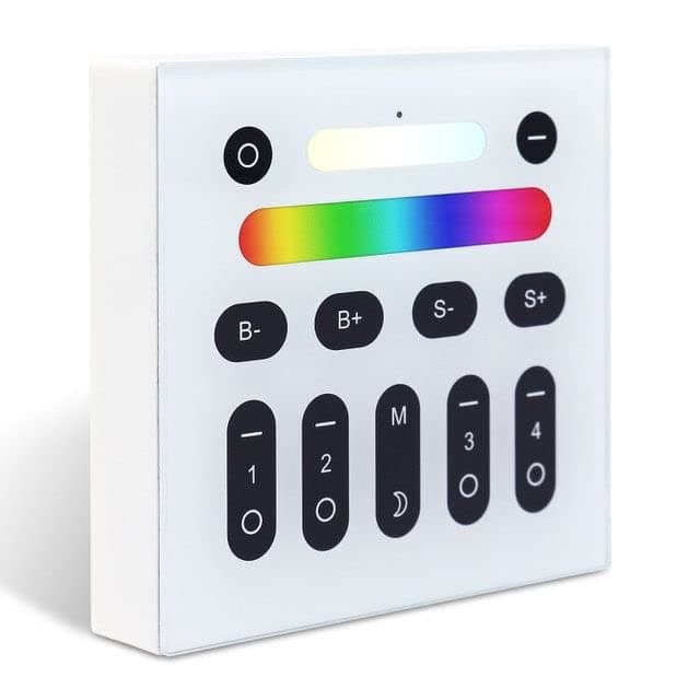 Electronic - 𝖹aɡвее 3.0 LED Strip Controller Reset Key RGB+CCT Pro Work with Tuya Smart Life АРР Voice RFs Remote Switch (4-Zone Wall Switch)