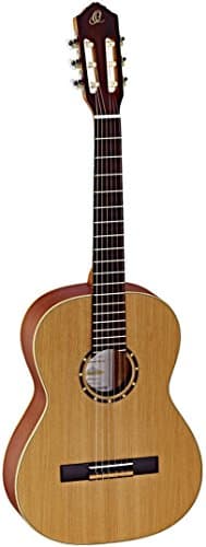 Ortega Guitars 6 String Family Series 7/8 Size Nylon Classical Guitar w/Bag, Right, Cedar Top-Natural-Satin, (R122-7/8)