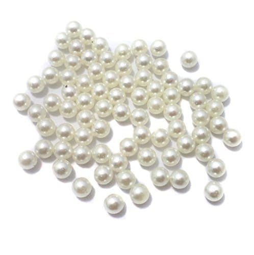 CBCOLLECTIONS Jewellery Making Acrylic Pearl Round Beads Off White, Size 6 mm, Pack of 100 pcs