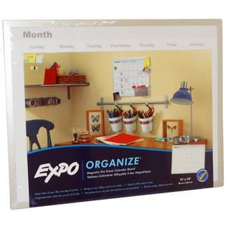 Expo Organize Magnetic Dry Erase perpetual Monthly Calendar white Board 11" x 14"