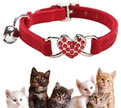 Lovely Kitten Collar, Cat Collar with Bell and Elastic Strap (RED)