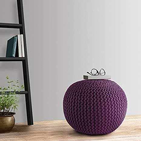 Cotton Knitted Pouf Ottoman Foot Stool/for Living Room, Bedroom Hall, Pouf Ball Chair/Pouf Exterior Ball, Round Ball - Pack of 1