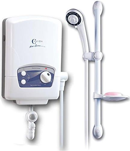 EZZILIVING Aqua 3.5kW Instant Water Heater with 5 Spray Shower Head and Accessories (Blue)