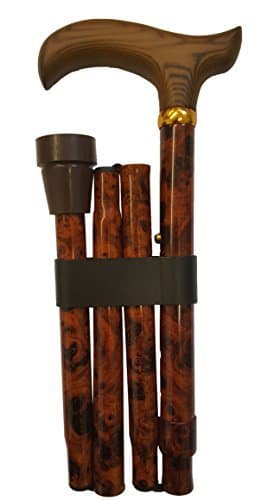 Adjustable folding walking stick - Birds Eye maple pattern