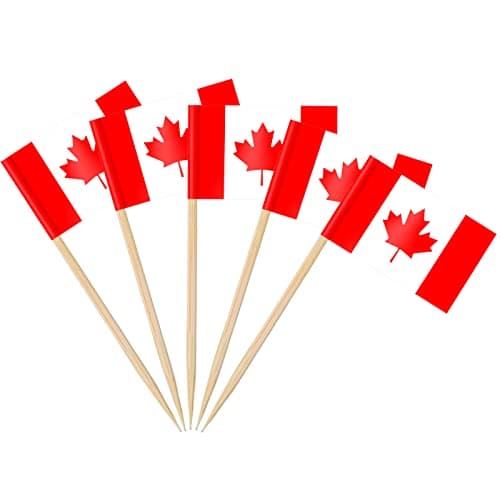 100/200pcs Canada Toothpick Flags Cake Toppers, Canadian Cocktail Stick Flag for Sandwich Food Cupcake Toppers Tableware World Cup Party Supplies Pub Royal Event Decor (100 Pcs)