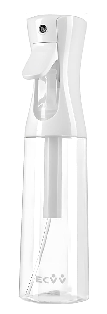 ECVV Continuous Spray Bottle Plastic Empty Hair Mist Sprayer Ultra Fine Water Mister for Hairstyling Cleaning Salons Plants Pet Care (300ml, Transparent White)