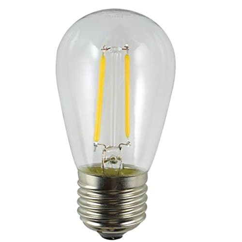 Holiday Lighting Outlet LED Filament S14 Commercial Grade Replacement Light Bulbs | Outdoor Weatherproof 1.5 Watt Dimmable Plastic Bulbs for Patio String Lights | E26 Base | Warm White | 12 Pack