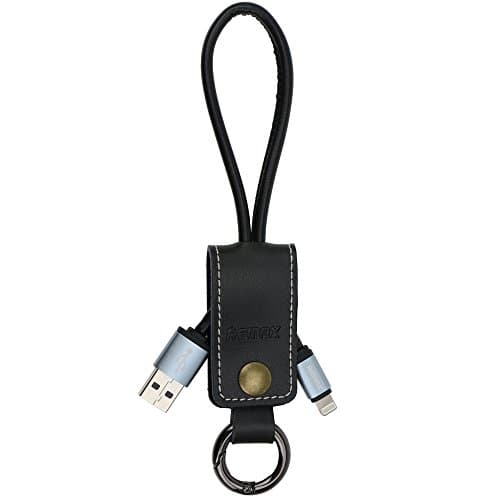 1ft Short Cool Design Keychain Charger Data USB Cable Compatible with Cell Phone X/8/8Plus/7/7 Plus/6S/6/5/5S/5C (Black)