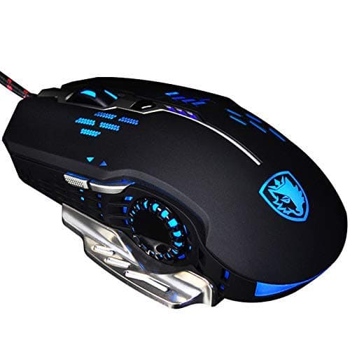 S7 Wired Gaming Mouse,4 Adjustable DPI Levels,6 Circular & Breathing LED Light, 6 Buttons,Flash Wing For MAC&PC(Black)