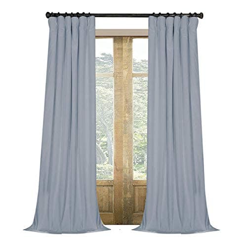Artdix Blackout Curtains Panels Window Drapes - Light Blue 50W x 120L Inches (2 Panels) Velvet Lined Back Tab Nursery Insulated Solid Thermal Custom Curtains for Bedroom, Living Room, Kids Room