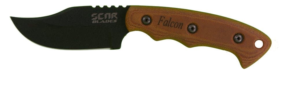 SCAR BLADES Falcon Knife, Powdercoat Gray/Brown/Black