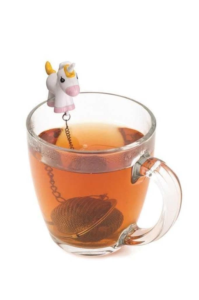 Joie Unicorn Tea Ball Infuser, Steep and Strain Loose Leaf Tea, Securely Sits on Side of Mug, Cute Unicorn Design, Stainless Steel, BPA-Free