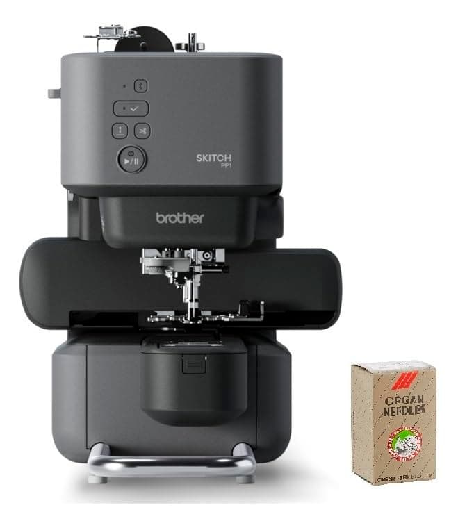 PP1 Skitch Single-Needle Embroidery Machine and SAEMB7511 100-Piece 75/11 Embroidery Needles