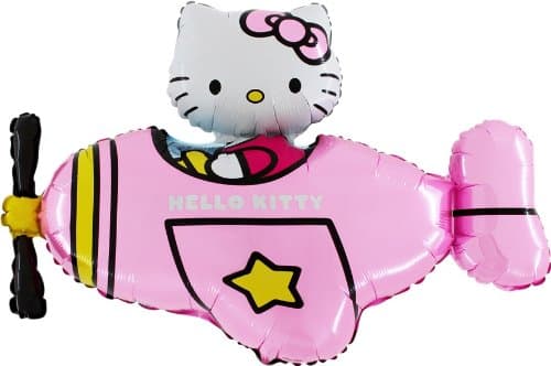 37" Hello Kitty In Pink Aeroplane Foil Balloon - Party Decorations
