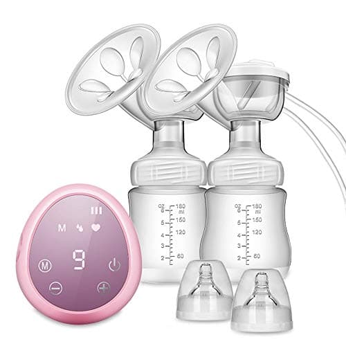 SURPCOS Double Electric Breast Pump, Hospital Grade Breastfeeding Pump with 3 Modes & 9 Levels, Pain Free Rechargeable Portable Milk Pump for Travel