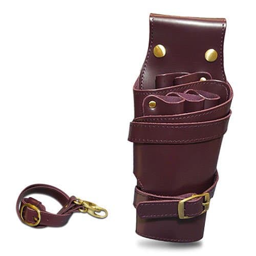 luxury leather scissors case 5 Ding storage scissors Hairdresser trimmer professional dedicated Professional scissors bag (For women;Purple) from JPN