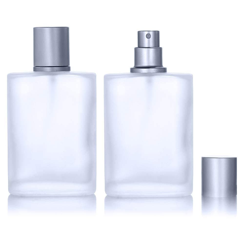 Hunky Dory 50ml Superior Qaulity Frosted Empty Refillable Glass Bottle with Spray Pump and Cap for For DIY Perfume, Essential Oils, Blends, Rose Water, Costemic Use(Pack of 2)