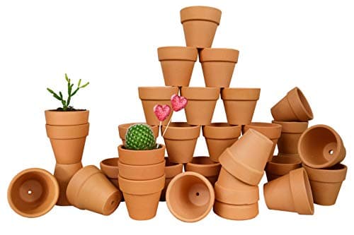 My Urban Crafts 32 Pcs Small Mini Clay Pots 2'' Mini Terra Cotta Pots Clay Ceramic Pottery Planters Cactus Flower Pots Succulent Nursery Pots - Great for Tiny Plants, Crafts, Wedding Bridal Favors