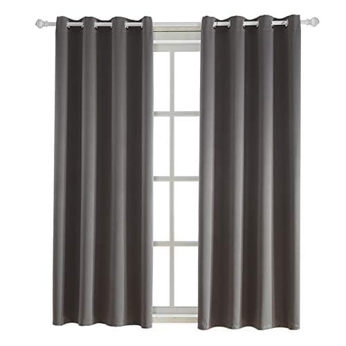 BEGOODTEX Inherent Flame Fire Retardant Blackout Curtains, Grey, 52W by 95L inch, 1 Panel for Meeting Room Kitchen