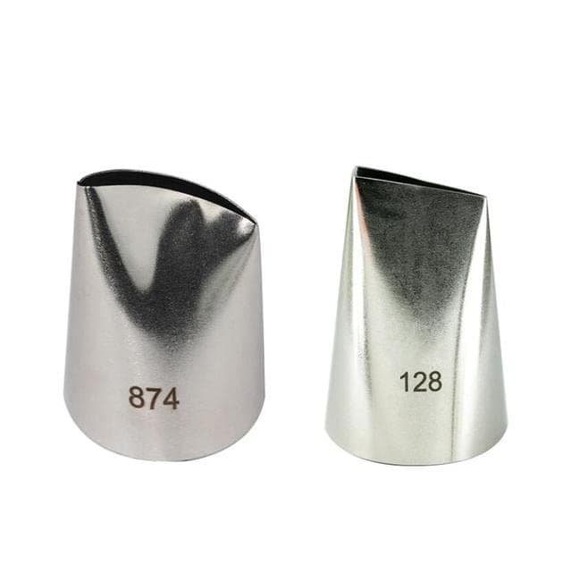 ETomey Cake Decorating Tools, 2 Pcs 128 Rose Piping Nozzle #874 Flower Rose Petal Cake Decorating Icing Tips, Stainless Steel, Silver