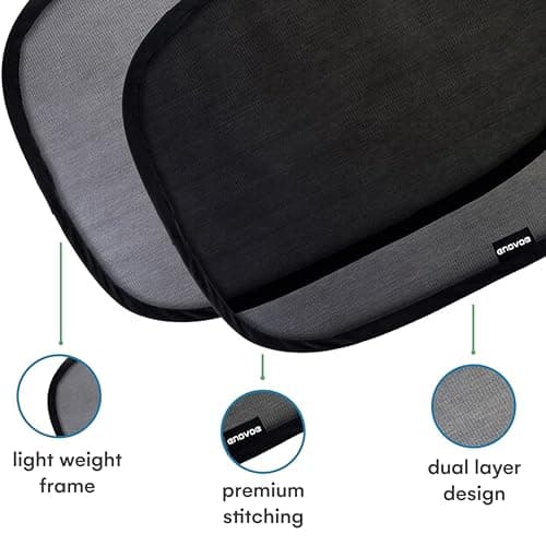 Car Window Shade - (3 Pack) - 19"x12" Cling Sunshade For Car Windows - Sun, Glare And UV Rays Protection For Your Child - Baby Side Window Car Sun Shades By Enovoe