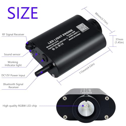 AKEPO 16W RGBW Fiber Optic Star Ceiling Lights Kit Bluetooth APP Control+Music Mode Car Home Use Fibre Optical Light Kit, Fiber Cable 300pcs 0.75mm 6.5ft/2m with 28key Remote