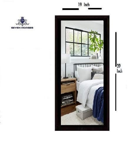 SEVEN HORSES Full Length Black Fiber Wood Wall Mirror (19x39-inch)