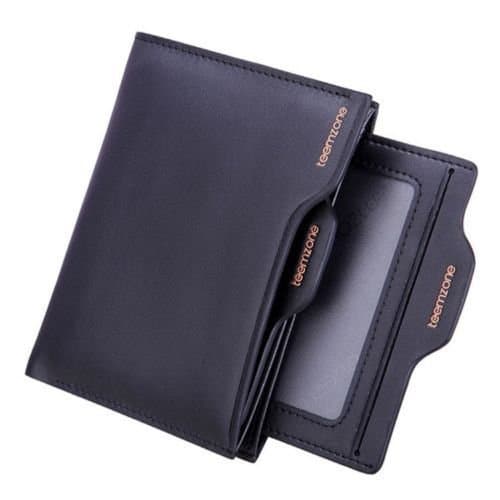 Men's Genuine Leather Wallet Money Clip Card Receipt Driving License Holder NEW (Black)