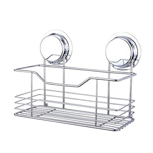 Ecoart Shower Caddy Bath Deep Shelf Rack Organiser for Laundry Kitchen Bathroom No Drilling/Drilling 2 way to install for all surface Rust free Strong Suction Cups(Stainless Steel,Medium Size)