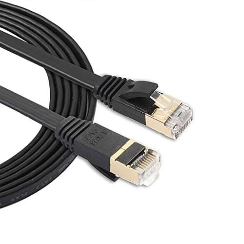 HAWEEL Ethernet Cable Supports Cat6/5e/5, 550MHz, 1.8m CAT7 10 Gigabit Ethernet Ultra Flat Patch Cable for Modem Router LAN Network - Built with Shielded RJ45 Connectors (Black) (Color : Black)
