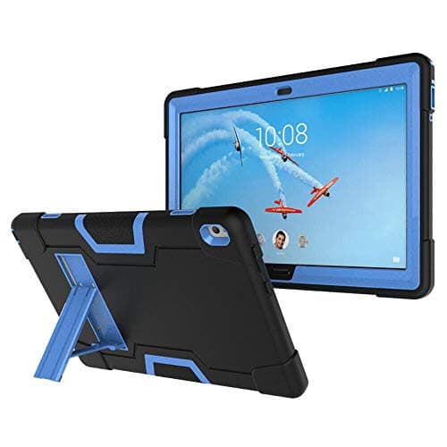 Cherry for Lenovo Tab P10 (TB-X705F/TB-X705L) 10.1 Inch Tablet Case,Heavy Duty Shockproof Hybrid Rugged Hard Armor Full Body Protective Case Build in Kickstand for Lenovo Tab 10.1" Case(Black/Blue)