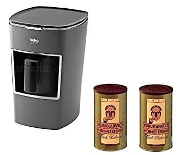 Beko Turkish Coffee Maker BKK 2113M (Usa 120 Volt) with Two (2) Mehmet Efendi Turkish Coffee 8.8OZ Bundle