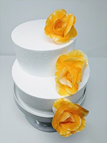 3D Edible Rice Paper Yellow Rose Flowers- for Cake Decoration, 3 pieces.