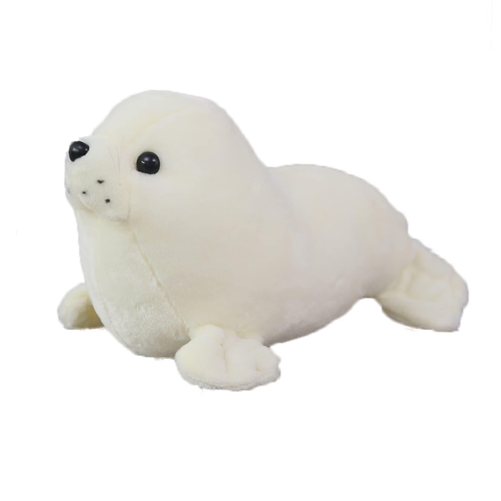 zhidiloveyou Seal Plush Stuffed Animal White Cute Toy Pillow Kawaii Doll for Kids, 9 inch