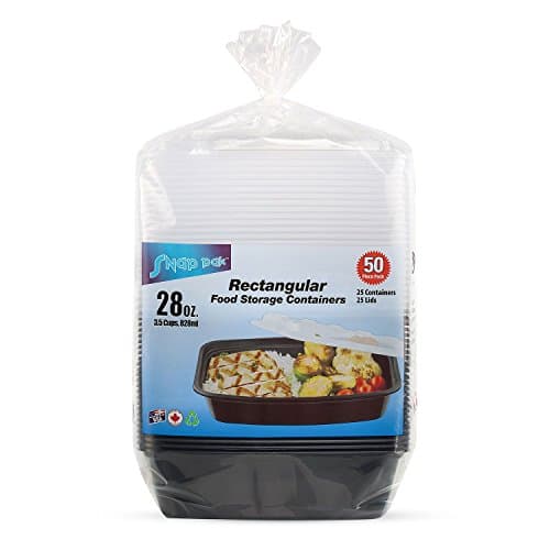 Snap Pak 12010 Storage Containers 28 oz. Clear Lid/Black Base BPA Free, Microwave, Freezer & Dishwasher Safe Air Tight Seal, Very Durable Keeps Food F