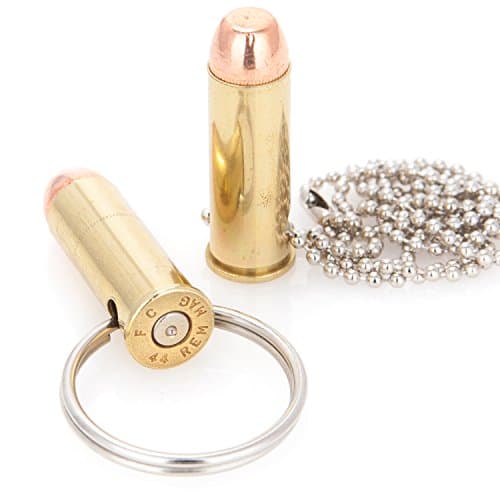 Lucky Shot Genuine Once-Fired 44 Magnum Bullet Keychain Necklace Combo Pack