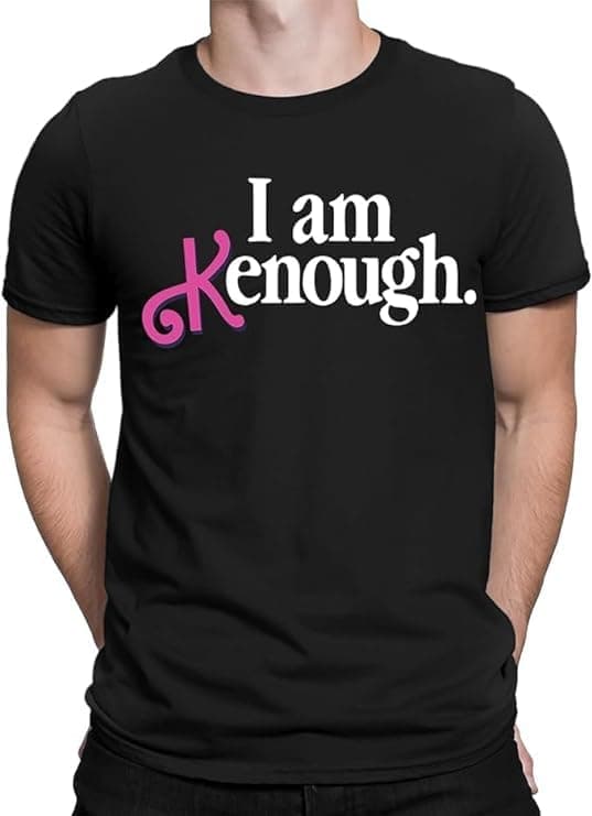 I Am Kenough T-Shirt Pink Doll Movie Mens & Womens Unisex Tshirt Tee Large Black