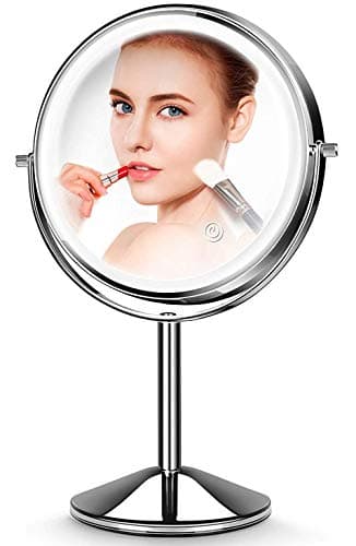 Makeup Mirror with Light,10X Magnification Makeup Mirror,JOMARTO Vanity Mirror,Double Sided Dimmable Cosmetic Mirror with Touch Control 360°Rotation Battery Powered, Lighted Makeup Mirror