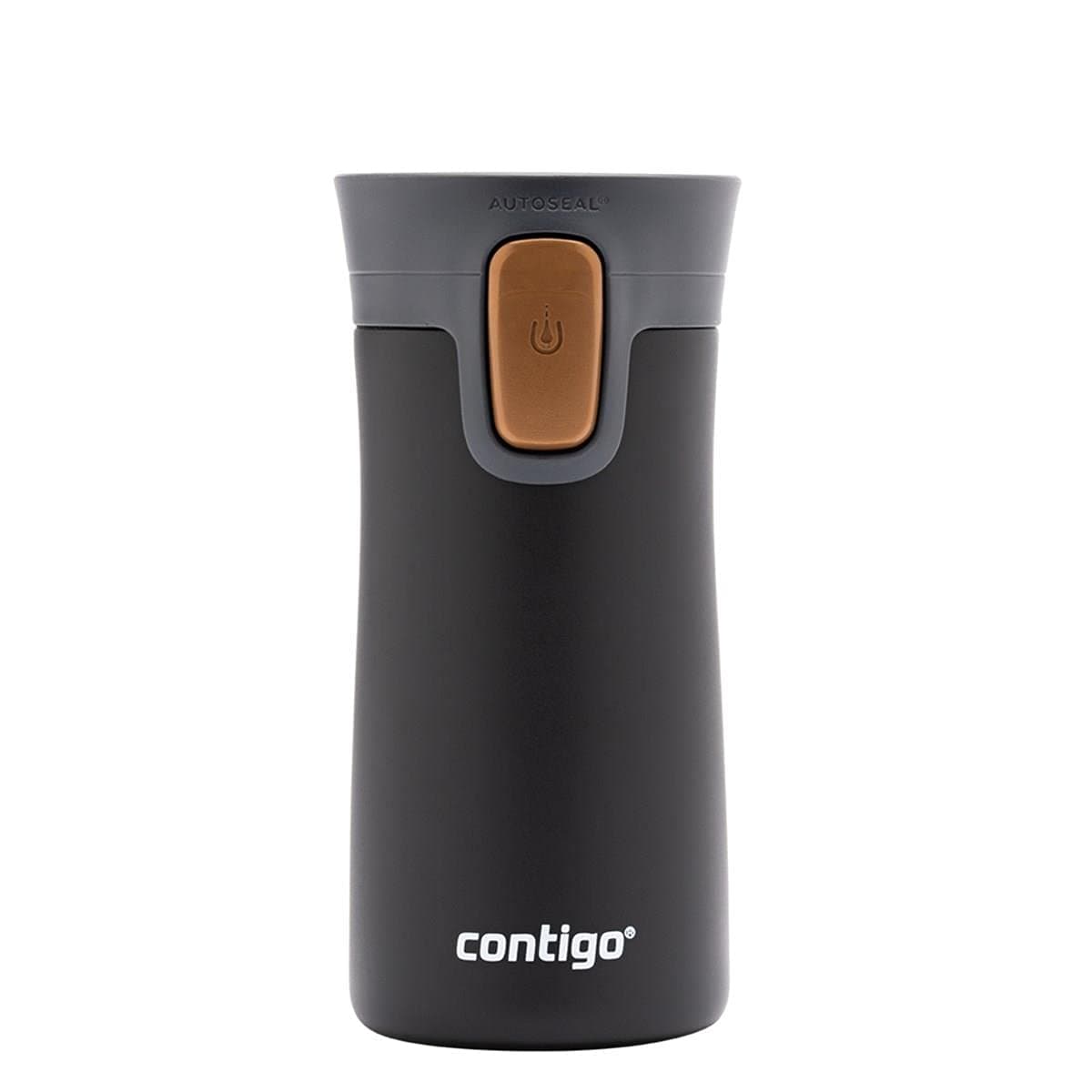 Contigo Pinnacle Autoseal Travel Mug, Stainless Steel Thermal Mug, Vacuum Flask, Leakproof Tumbler, Coffee Mug with BPA Free Easy-Clean Lid, 300 ml, Black with Bronze Lid