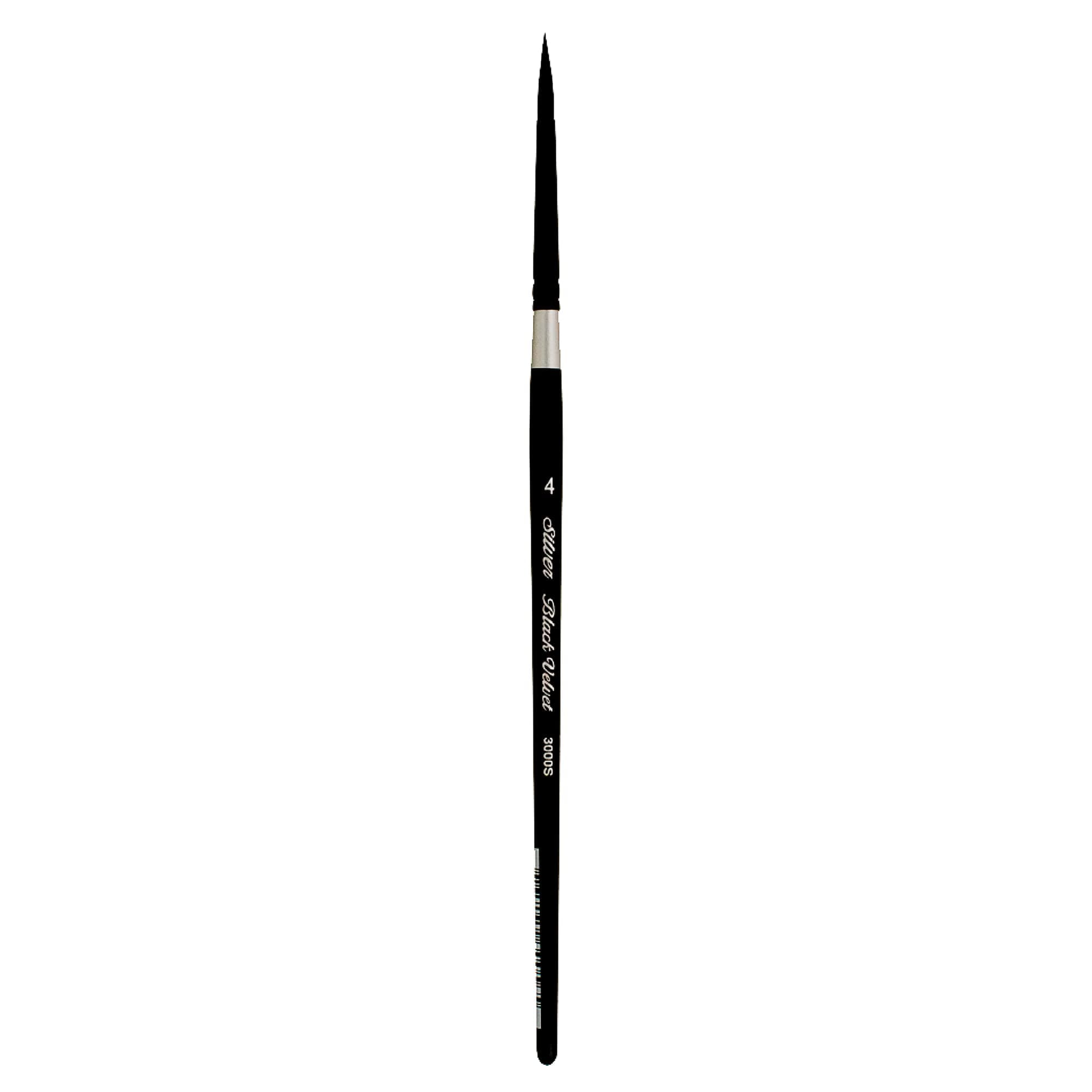 Silver Brush Limited 3000S-4 Black Velvet Round Paintbrush for Watercolor, Gouache, Inks, & Dyes, Size 4, Short Handle