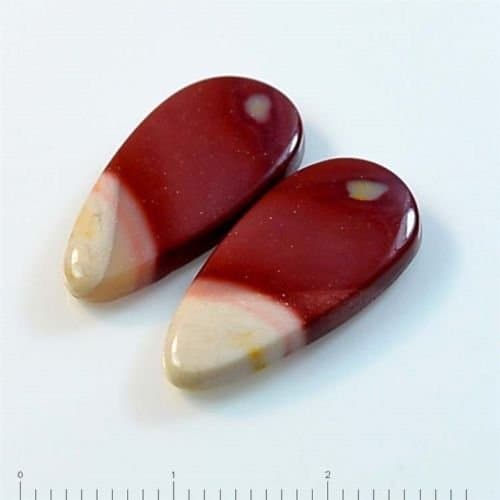 20Ct UNIQUE Natural Mookaite Jasper (24mm X 11mm each) Pair For Earrings