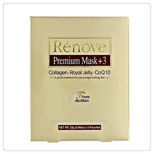 RENOVE Premium Mask +3, collagen, royal jelly, coq10 3 triple action 5 pack