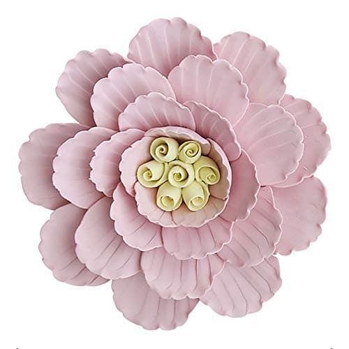 ALYCASO Ceramic Flower, 3D Wall Flower Decor Art for Bedroom, Living Room (XXL- 7 in, Rosebush Pink)