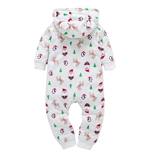 Sharemen Baby Boys Girls Thicker Grid Jumpsuit Hoodie Romper Outfit Bodysuit (18-24Months, White1)